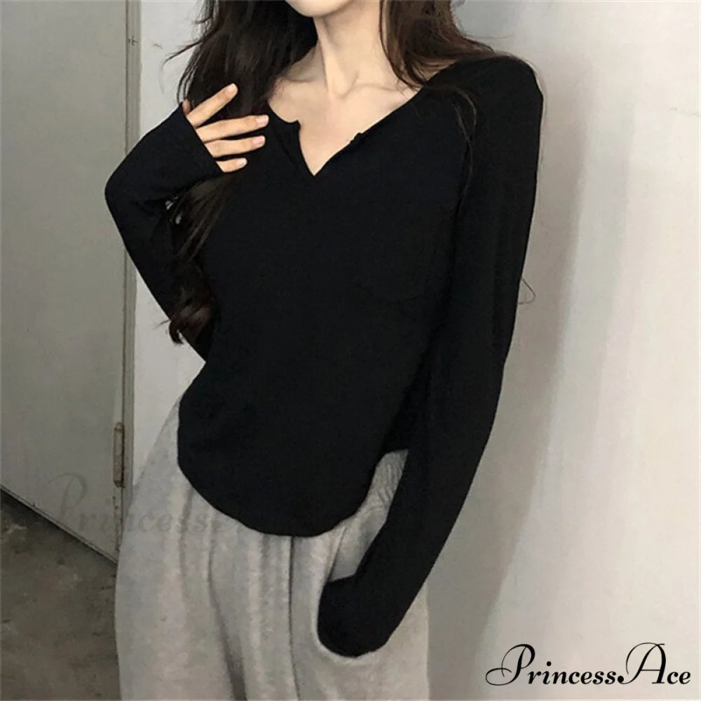 Neckline Shirts White Turn Casual Office Ladies for Arm Slim Long Blouse 2024 Fashion Women Korean T Down Tee Top v