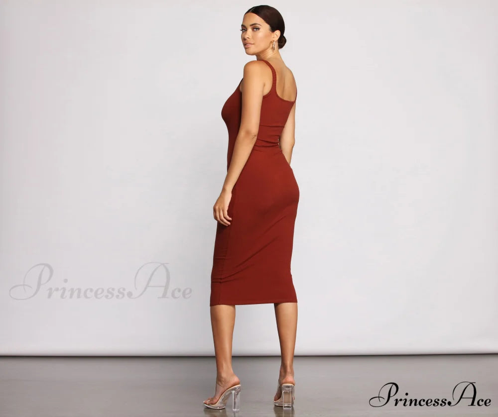 Need For Basics Charming Ribbed Midi Dress