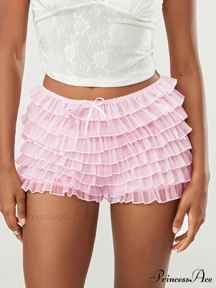 Net Bow Tiered Frill Brief short-250223