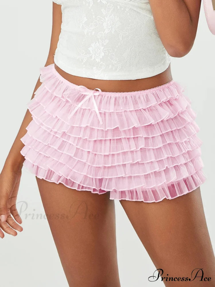 Net Bow Tiered Frill Brief short-250223