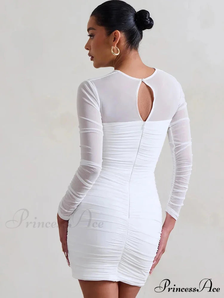 Net Flounced Envelop Short Dress minidress-250223