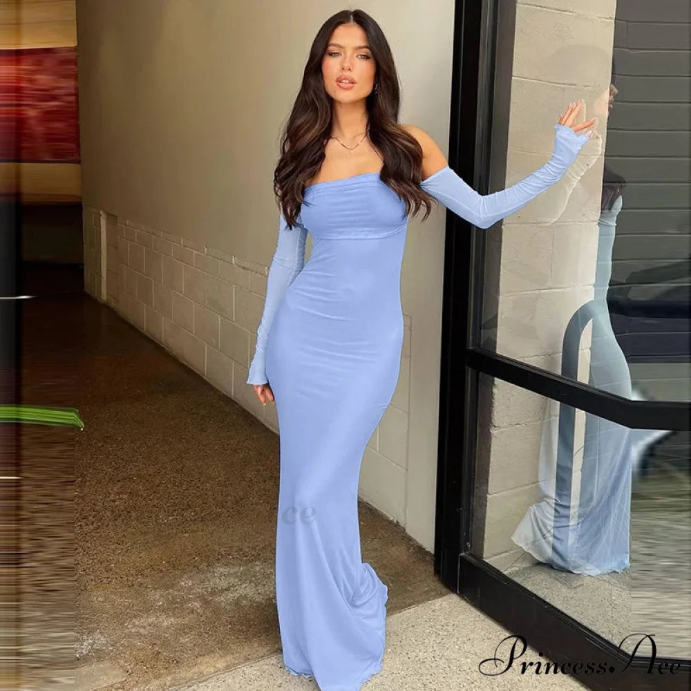 Net Slender Body-hugging Long Holiday Dress vacationdress-250223