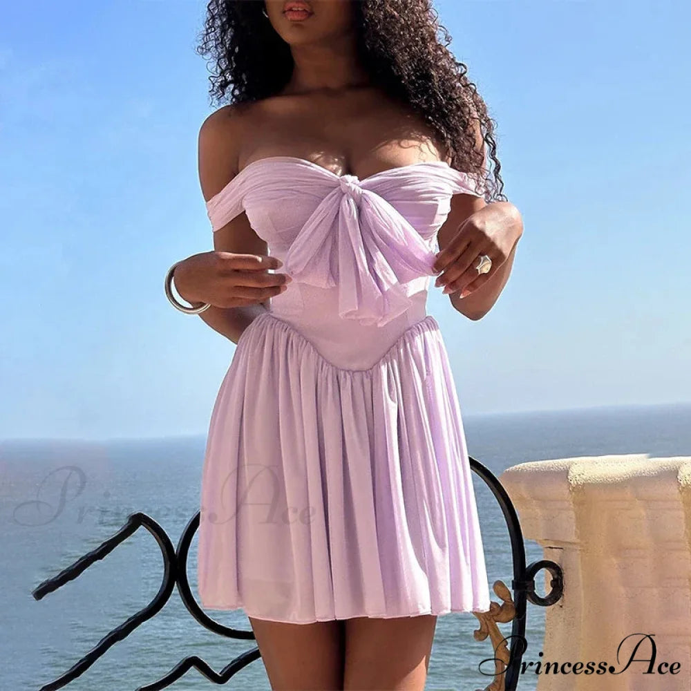 Net Waist Wrap A-line Holiday Dress vacationdress-250223