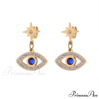 New Arrival Evil Eye Blue Stone Pendant Earrings