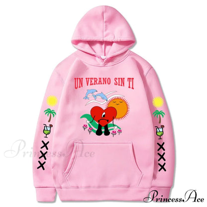 New Bad Bunny Printed Hoodie PINK / XS Sweatshirts & Hoodies-L