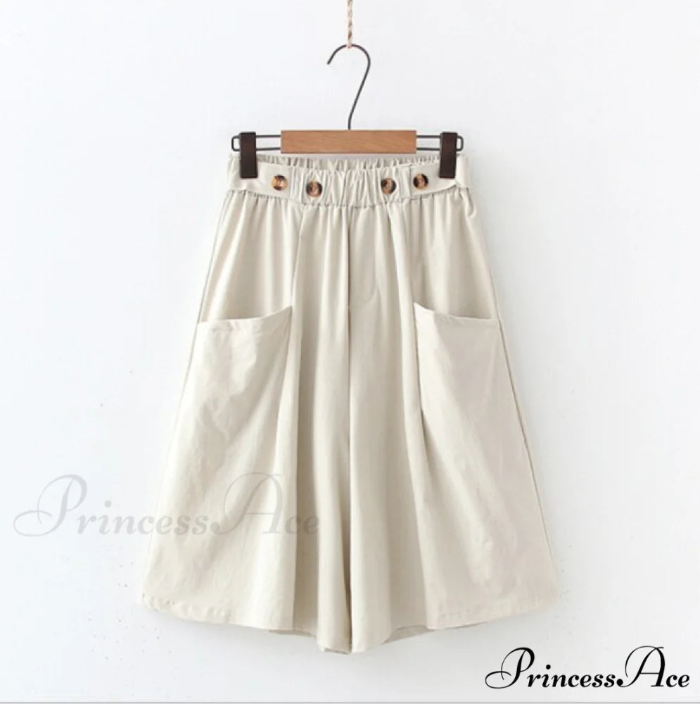 New Casual Cargo Shorts Beige / One Size