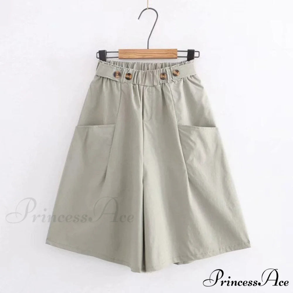 New Casual Cargo Shorts Grey Green / One Size