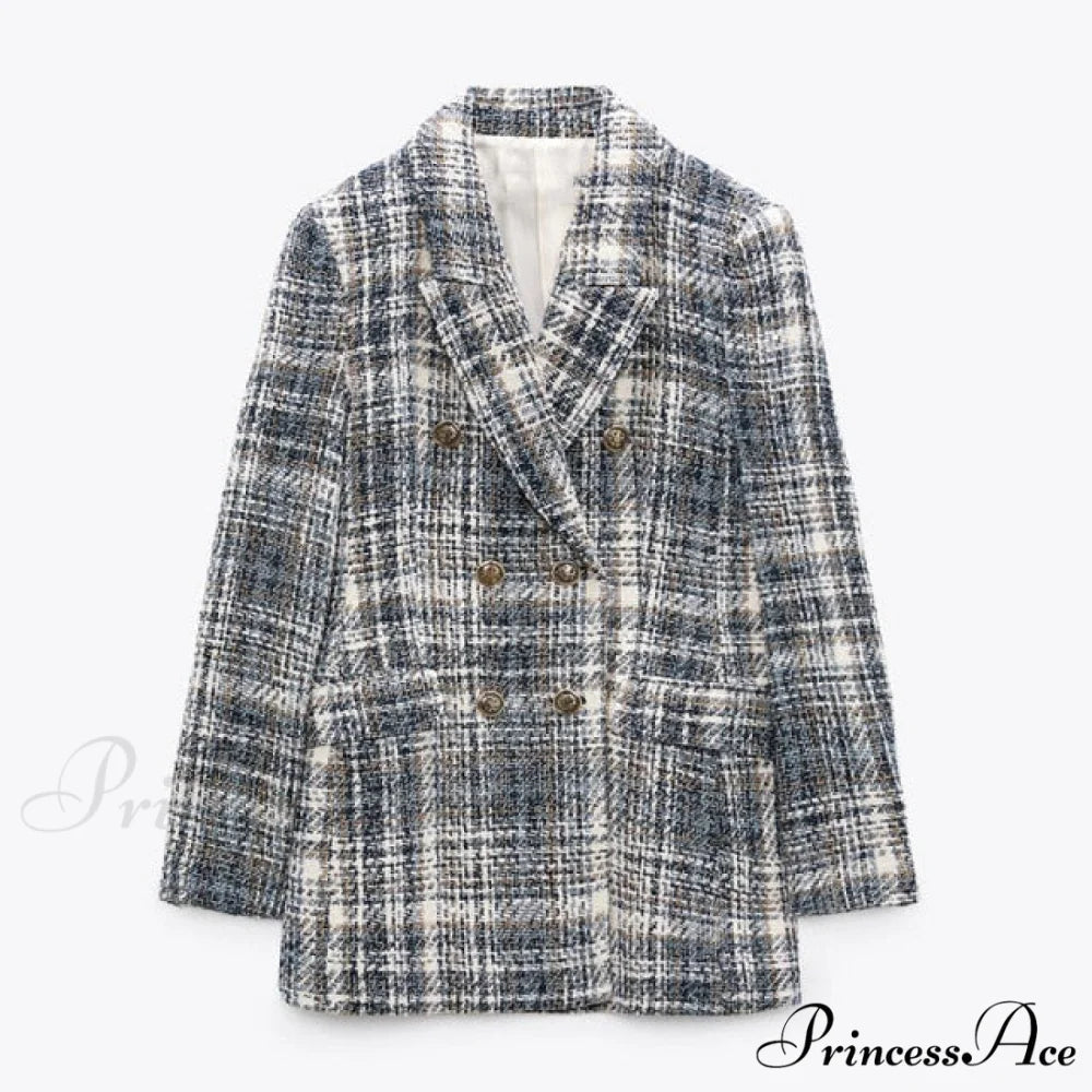 New Casual Plaid Blazer gray / L
