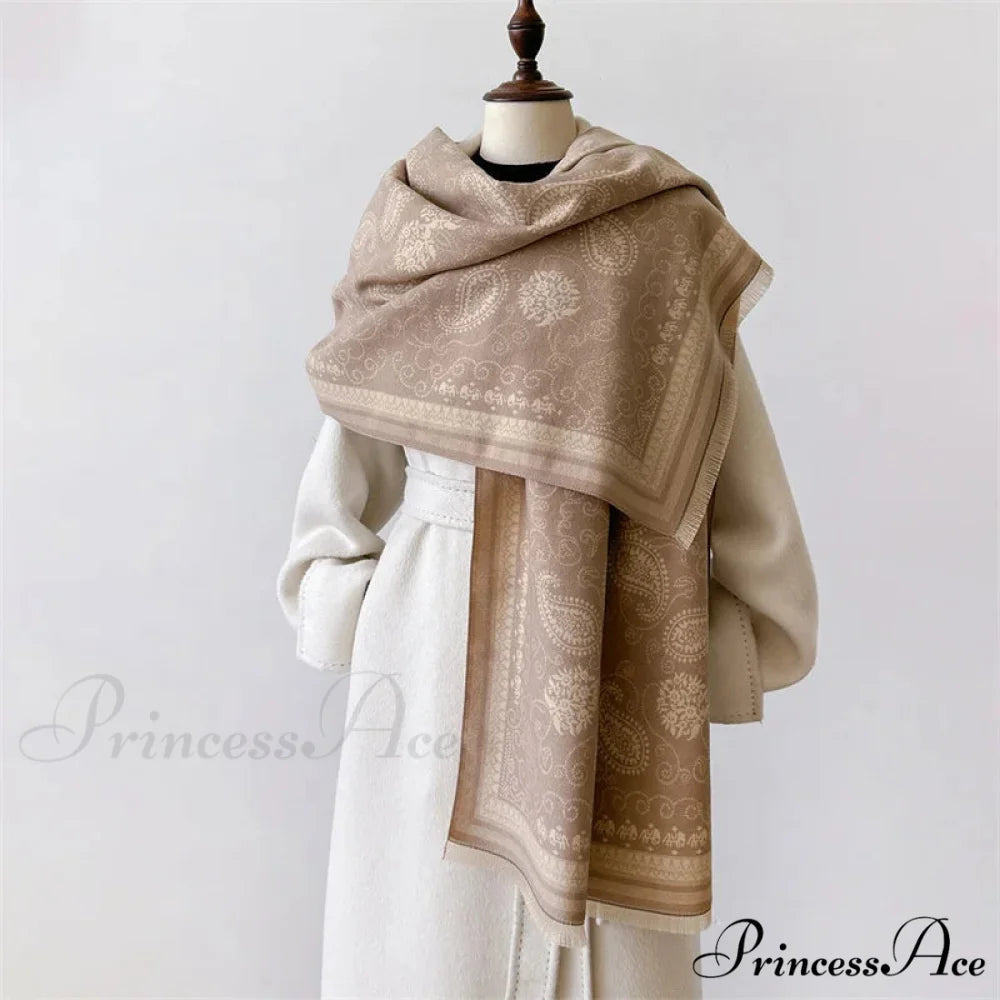 New Cozy Cashmere Oversized Pashmina Scarf coffee scarf-241228