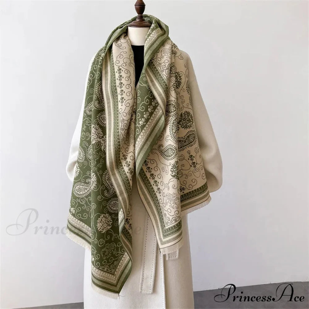 New Cozy Cashmere Oversized Pashmina Scarf green scarf-241228