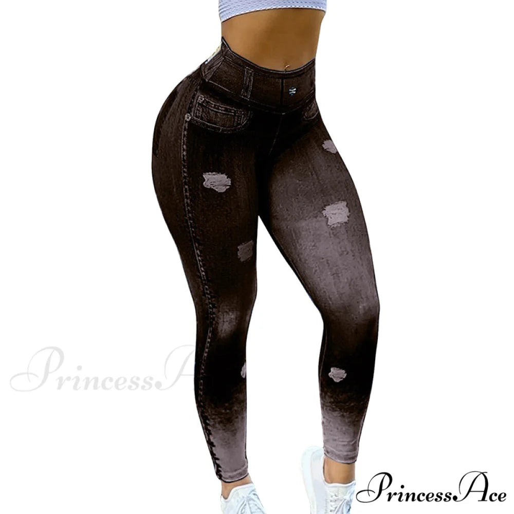 New Fashion Camouflage Print Skinny Pants Black / S