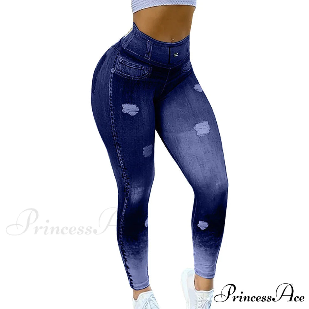 New Fashion Camouflage Print Skinny Pants Purple / S