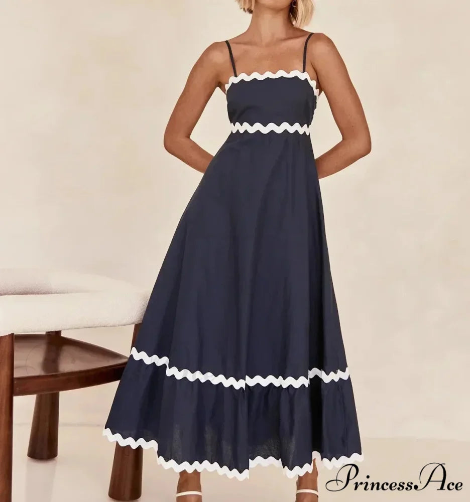 New Fashion Sexy Strapless Strap Women Long Boho Dress royal blue / S