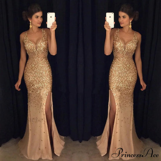 New Fashion Split Evening Maxi Dress 1 / S