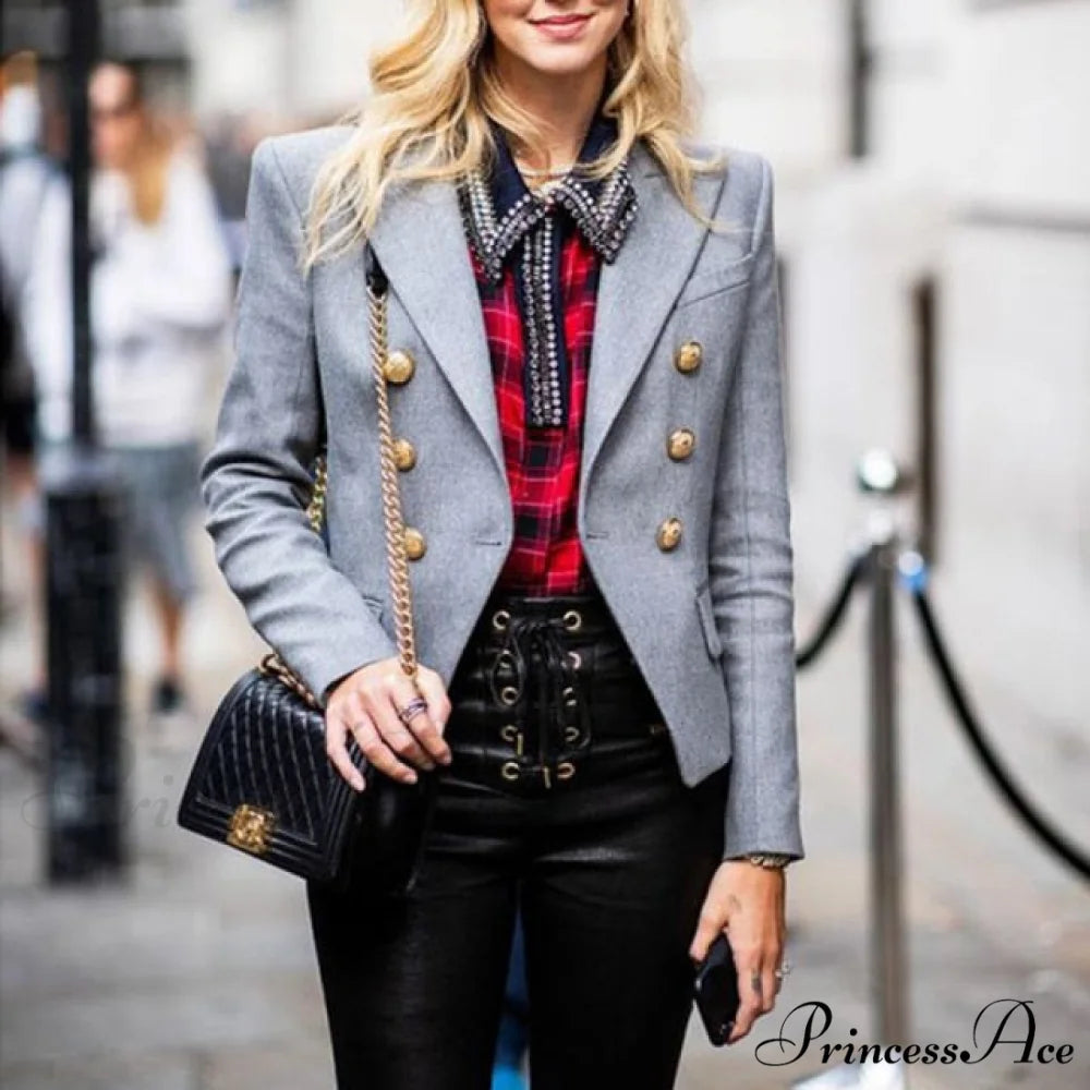 New Formal Female Jacket Blazer gray jacket / 4XL