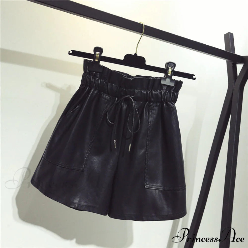 New High Waist Laced Up Shorts Black / S