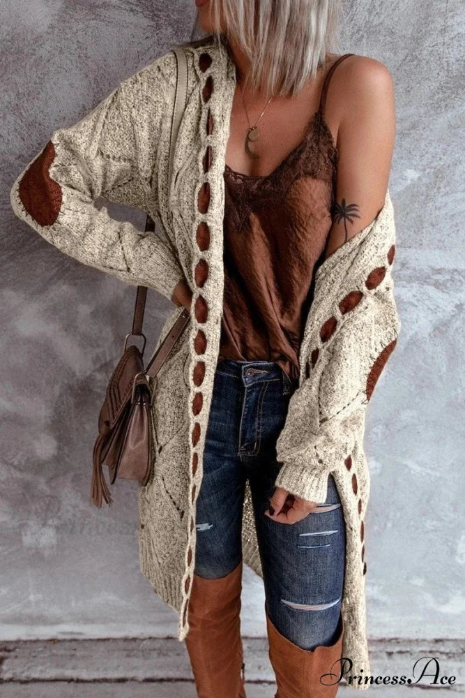 New Hot Selling Long-Sleeved Cardigan Sweater apricot / S