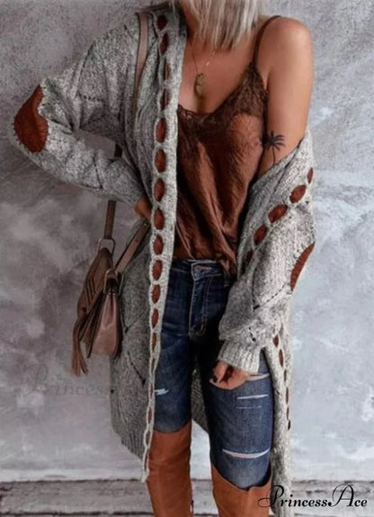 New Hot Selling Long-Sleeved Cardigan Sweater gray / S
