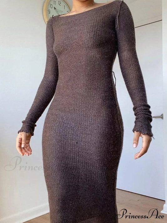 New Knitted Bodycon Fairy Grunge Casual Fashion Maxi Dress