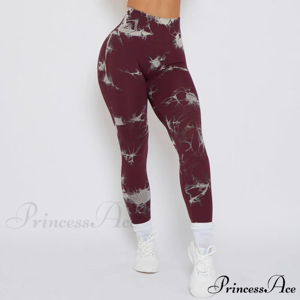 New Lightning Marble Scrunch Butt Leggings Dark Brown / XS