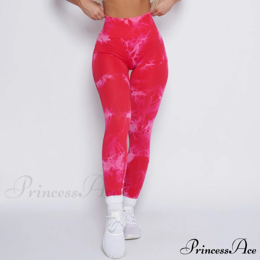 New Lightning Marble Scrunch Butt Leggings Pink 1 / XS