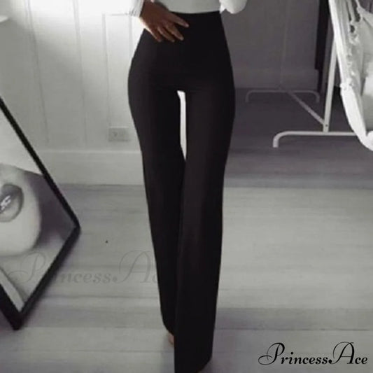 New Multi Colors Slim Trumpet Trendy Pants black / S