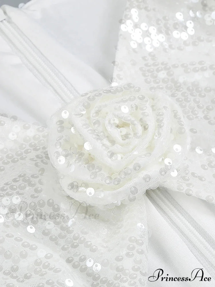 New Sexy Long Sleeves Luxury Sequins Slim Dress Hollow Flower Christmas Party Dress