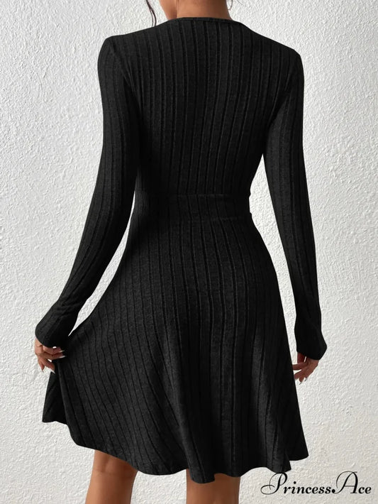 New Thin Attractive Sheath Dress Waist Reducing Short Little Black Dress knittop-250126