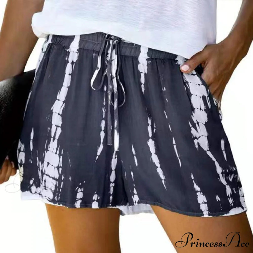 New Tie Dye Print Shorts Black / 5XL