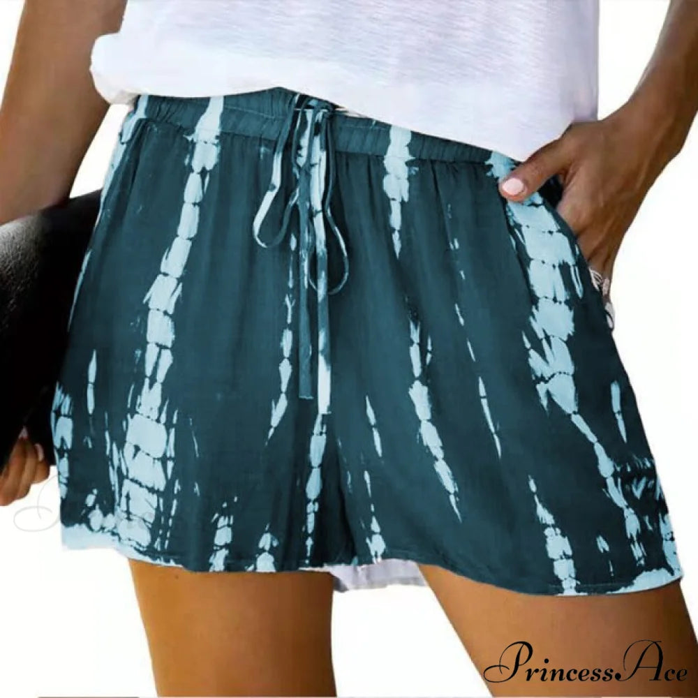 New Tie Dye Print Shorts Green / 5XL
