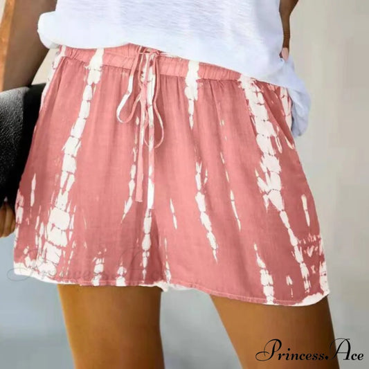 New Tie Dye Print Shorts Pink / 5XL
