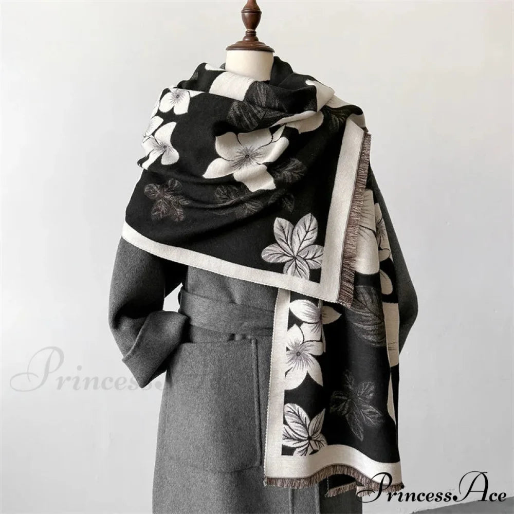 New Winter Cashmere Shawl Wrap Scarf Modified Title: Fresh Winter Cashmere Shawl Wrap Scarf black2 scarf-241228