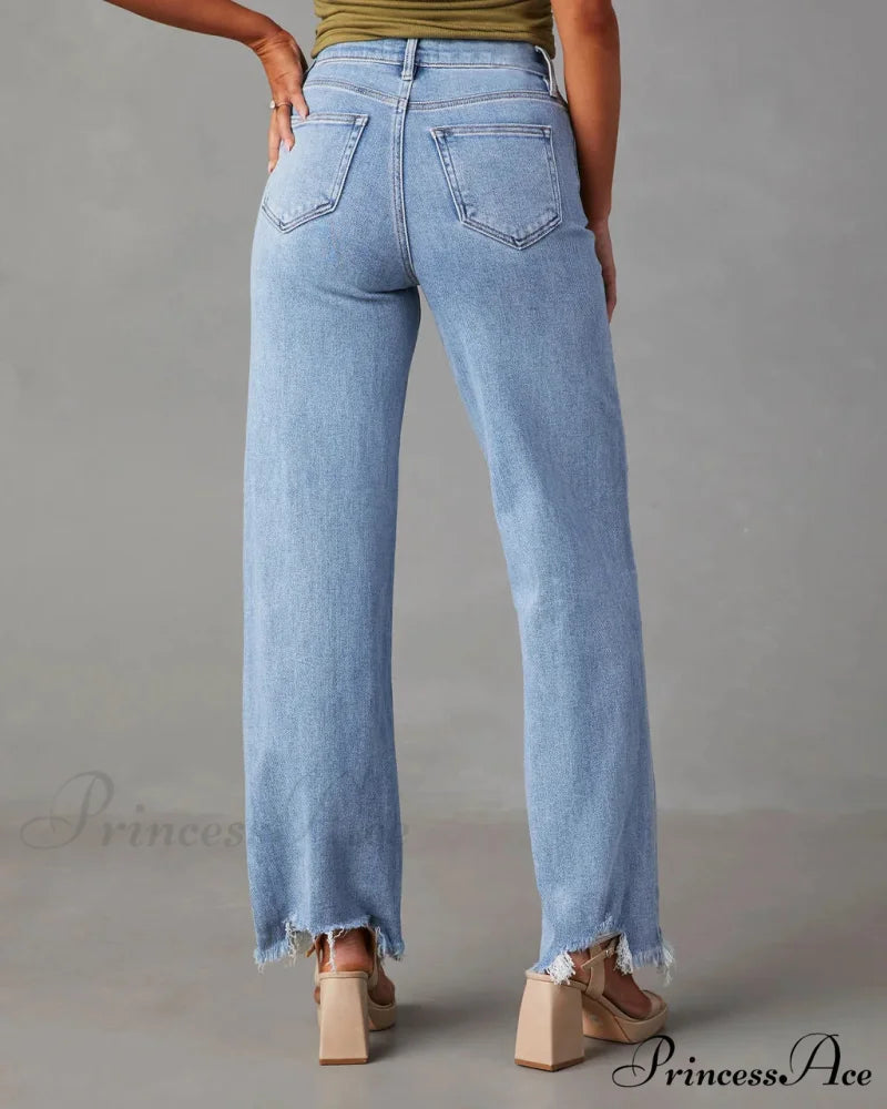 New Women’s Women Simple Casual High Waist Wide-leg Trousers Irregular Tassels Women Streetwear All-match Female Pant