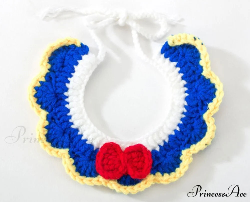 New Year Pet Cat Handwoven Bell Necklace Blue bib / XS size