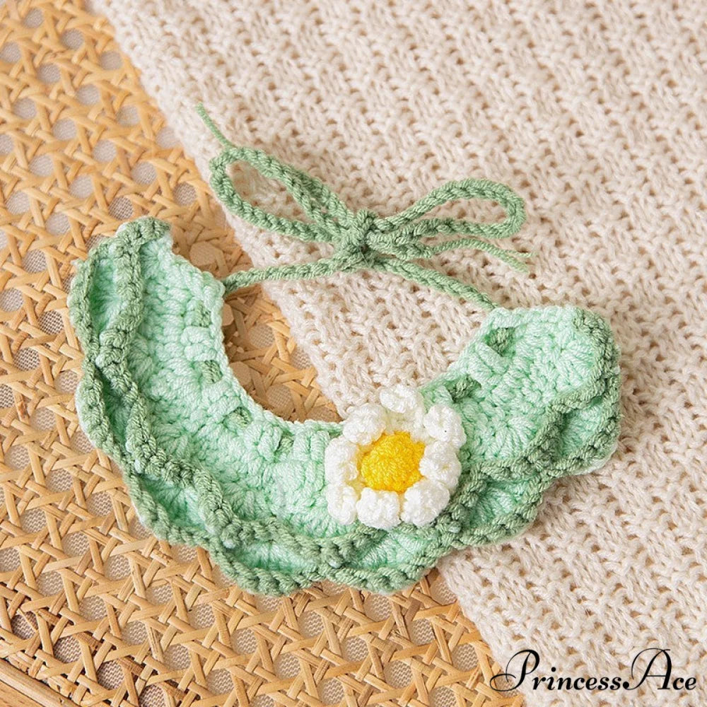 New Year Pet Cat Handwoven Bell Necklace Fresh and green / XS size