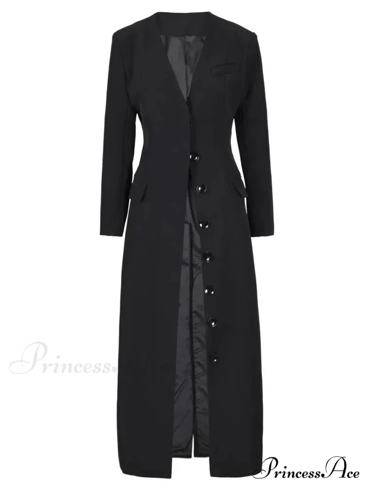 No Collar Single-Breasted Slim Overcoat Modified Output: No Collar Single-Buttoned Sleek Overcoat overcoats-241228