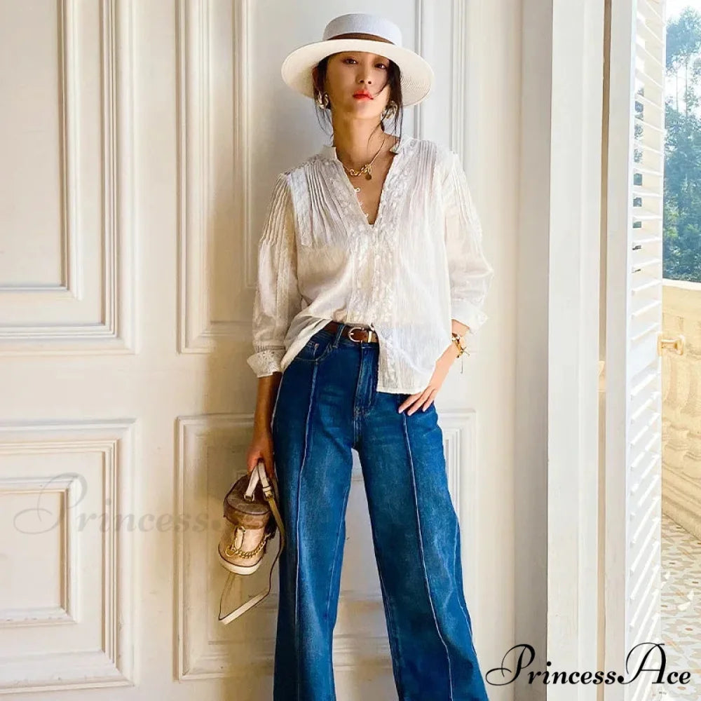 Nomadic Bohemian Floral Stitched Lace Extended Sleeve Blouse bohoblouse-250126