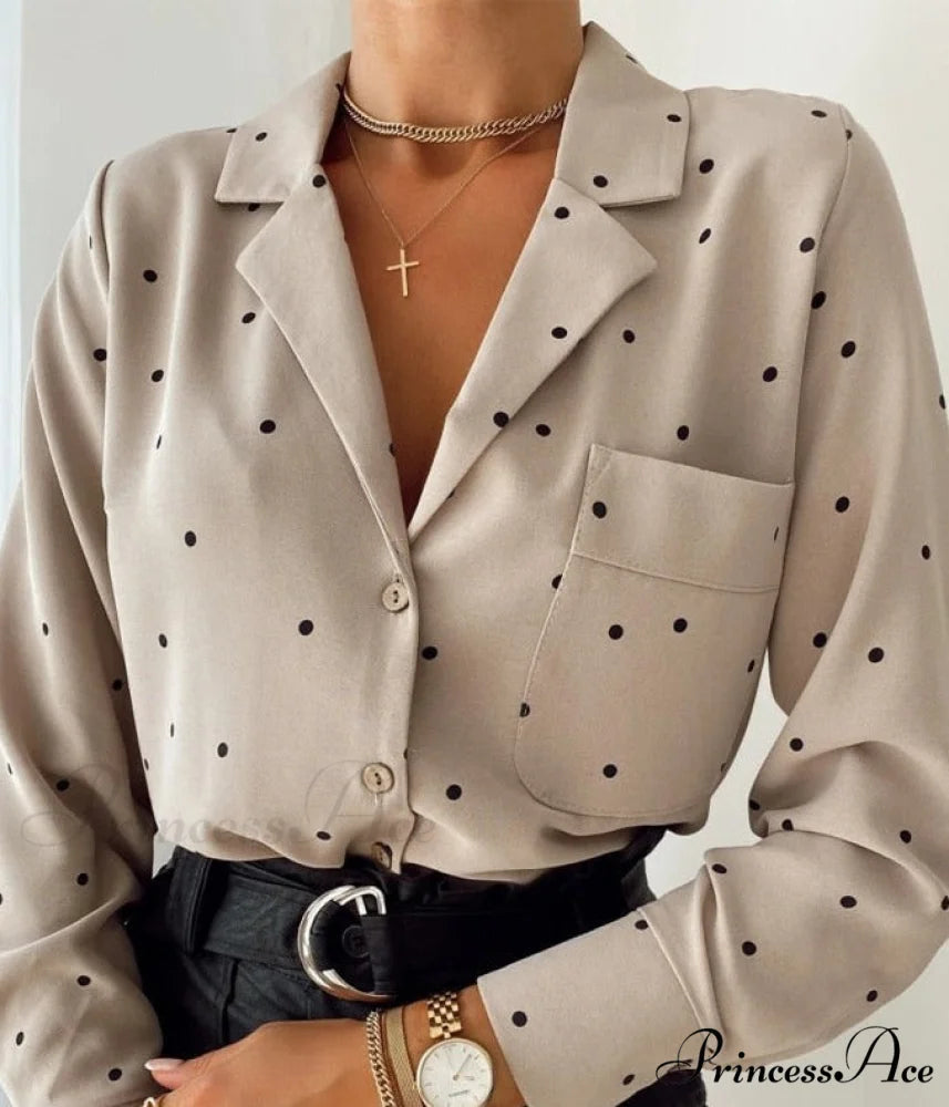 NORRA POLKA DOT TOP S / Khaki