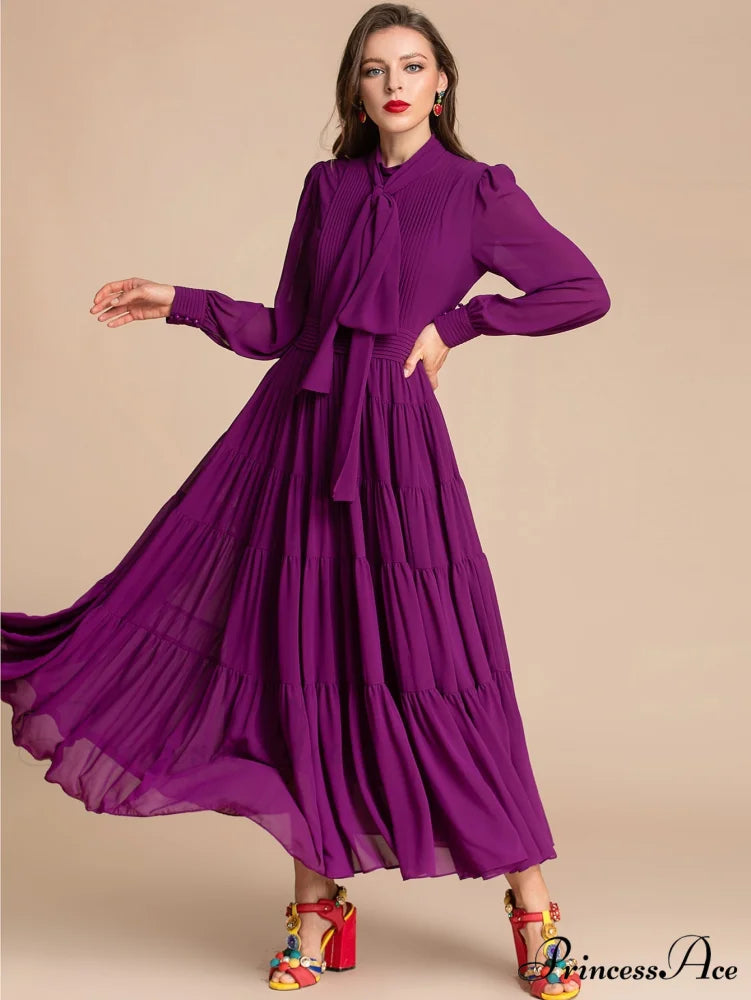 NOVELLA Elegant MAXI DRESS Purple / L