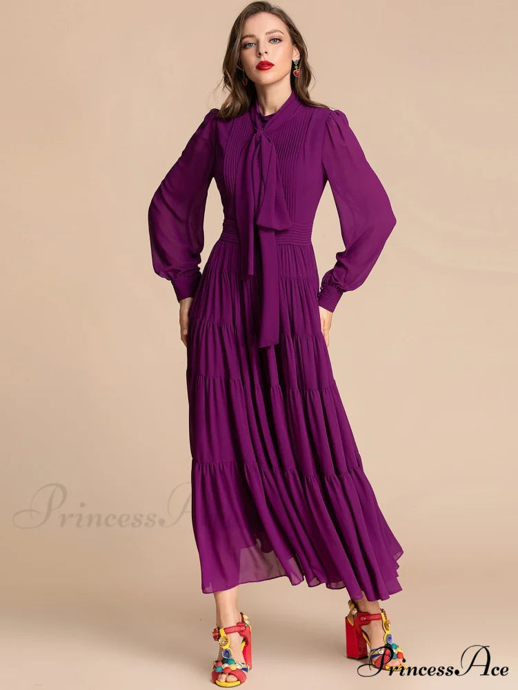NOVELLA Elegant MAXI DRESS Purple / M