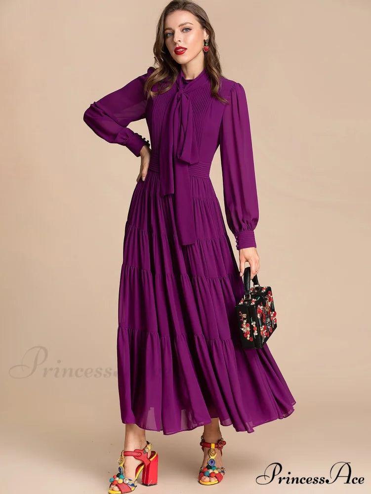 NOVELLA Elegant MAXI DRESS Purple / S