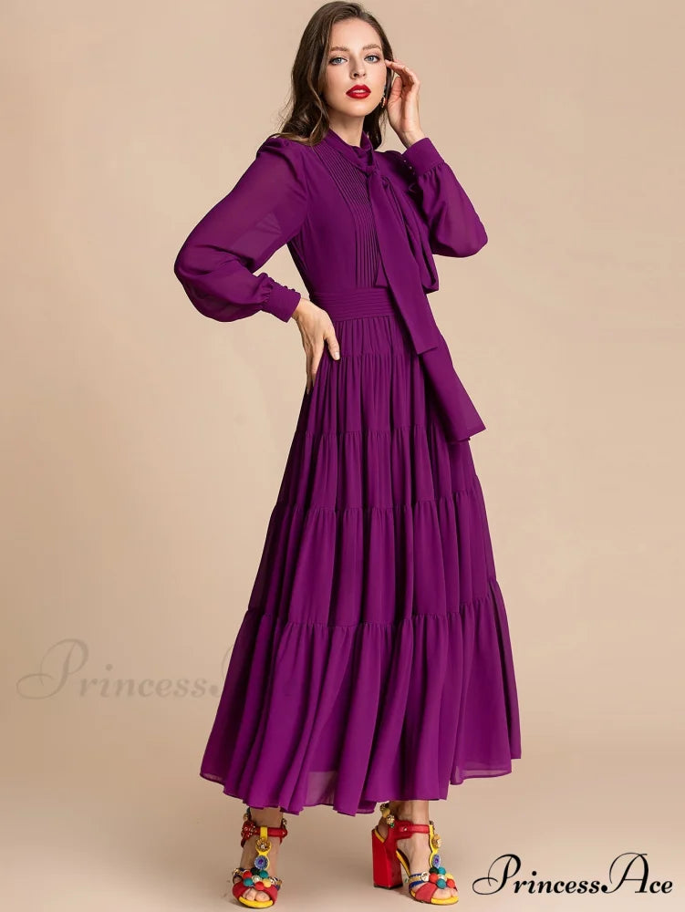NOVELLA Elegant MAXI DRESS Purple / XXL