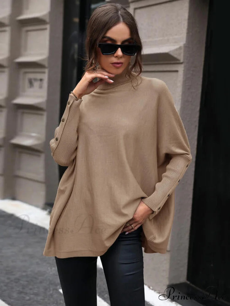 Nude Arm Turtleneck Raglan Sweater
