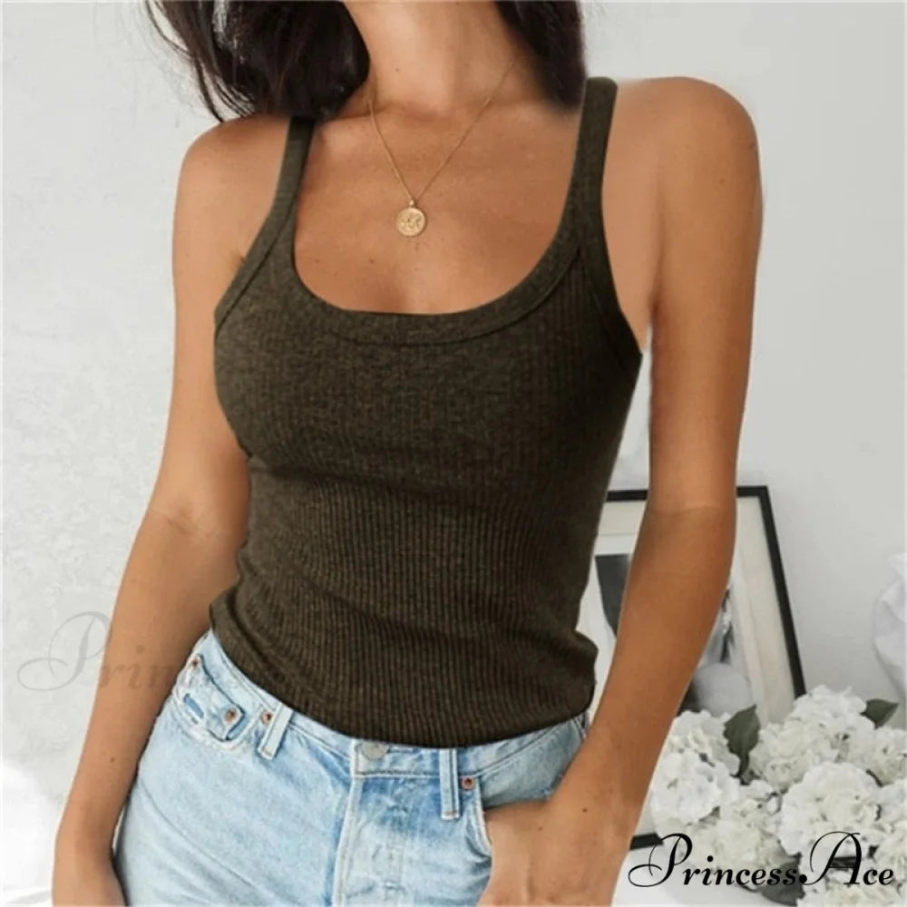 O Neck Knittrf Sleeveless Basic Top