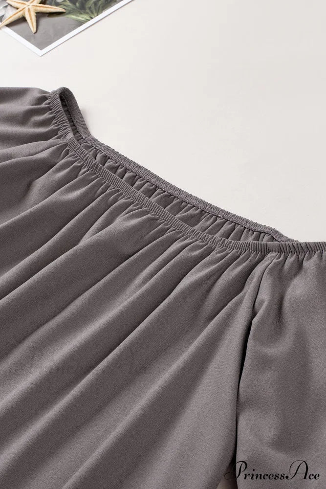 Off-Shoulder Blouse Tie with Hem