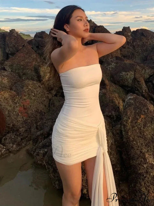 Off-Shoulder Dual Layer Short Dress minidress-250223