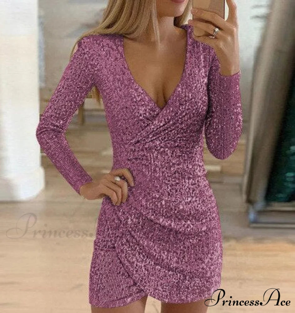 Off Shoulder Gold Sequin Short Party Bodycon Dress RS / S