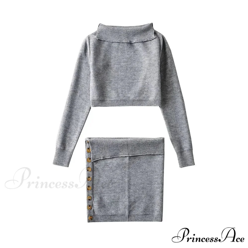 Off-Shoulder Knitted High-Waist Suit