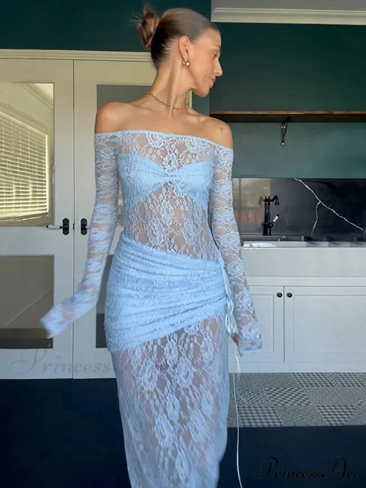 Off Shoulder Lace Holiday Dress vacationdress-250223