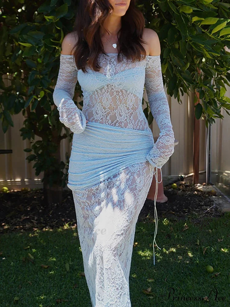 Off Shoulder Lace Holiday Dress vacationdress-250223